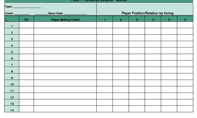 Printable:8mqdizjzbni= Baseball Lineup Template