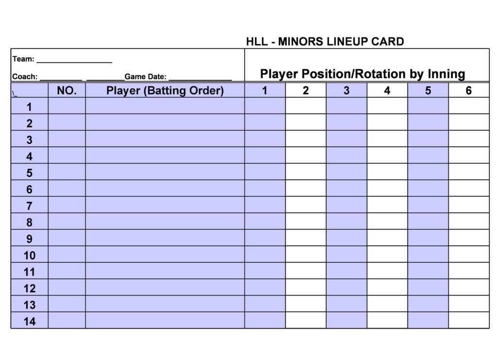 Printable:8mqdizjzbni= Baseball Lineup Card